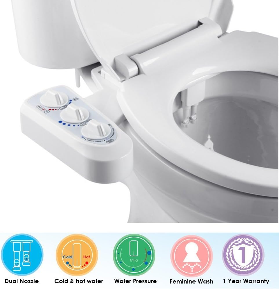 Non Electric Bidet For Toilet Self Cleaning Dual Nozzle Bidet