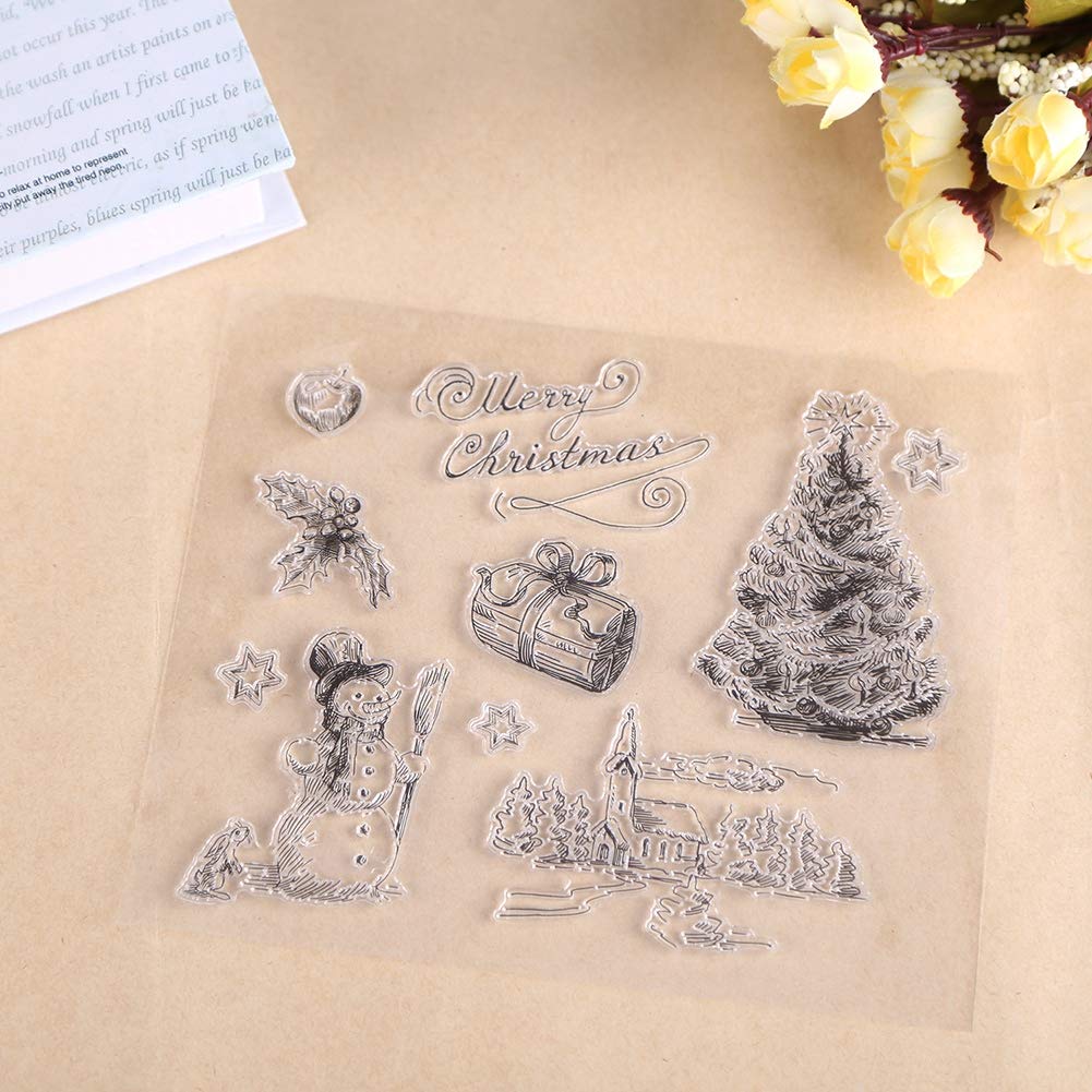 Christmas Snowman Tree Silicone Clear Stamp Seal Silicone Transparent Stamp Sheet Decor