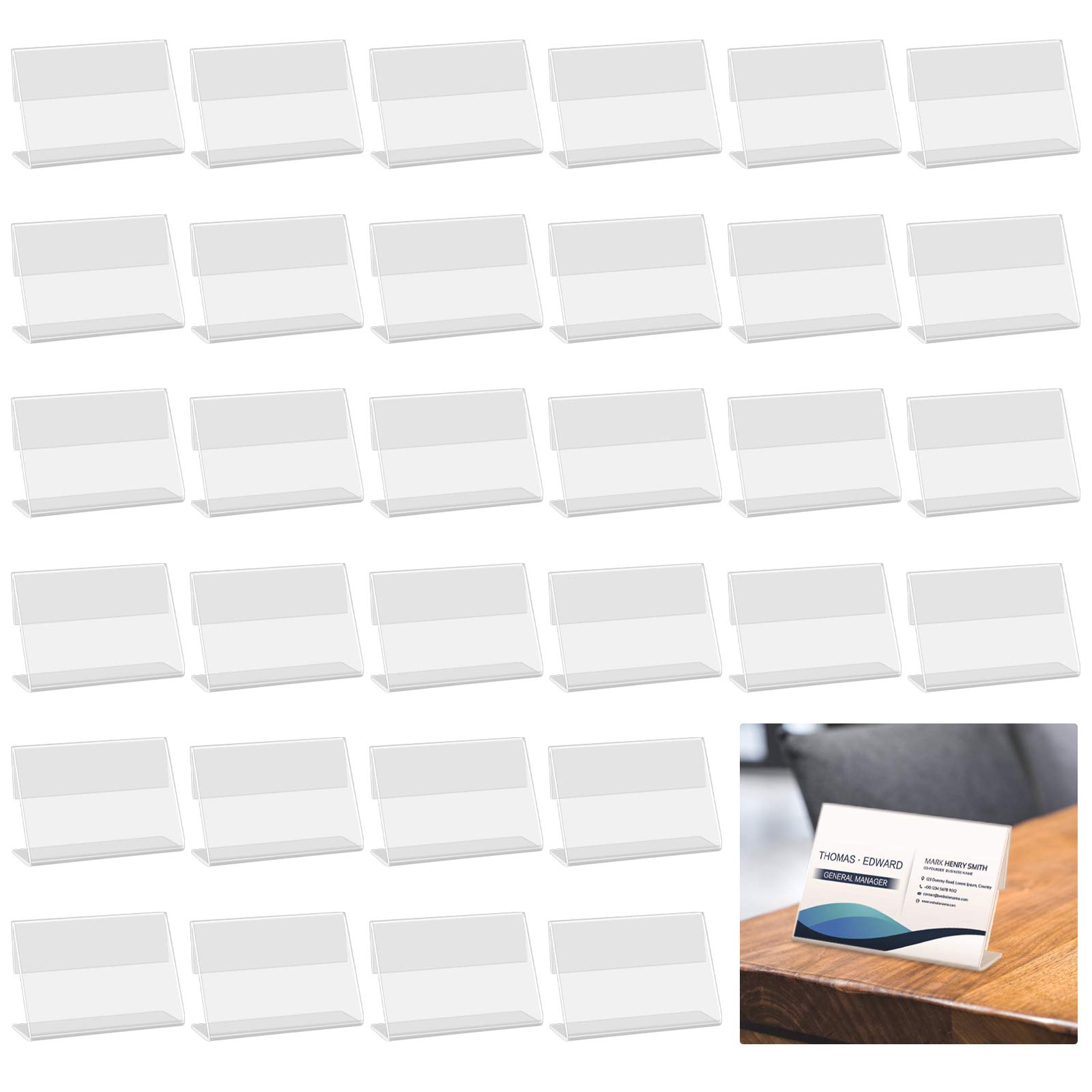 40Pcs Mini Acrylic Sign Display Holder, Clear Plastic Label Holders, Price Name Card Tag Label Shop Stand, Merchandise Sign Display Holder, Used in Supermarket Hotel (6 x 4.3 x 2cm)