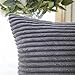 Home Brilliant Decorative Pillow Cover 12x20 Plush Striped Velvet Corduroy Oblong Pillowcase Accent Cushion Cover, 12 x 20 inch (30x50 cm), Dark Grey