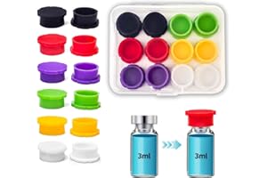 WUQIREN 2ml and 3ml Glass Vials Protective Vial Caps – Leak-Proof Dust-Resistant Lids in 6 Colors, Reusable Flip Off Covers for Injection Vials, Easy to Clean (12, 3ml)