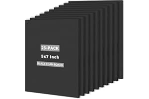 Golden State Art, Pack of 25, 3/16" Thick, 5x7 Black Foam Core Backing Boards (5x7, black)