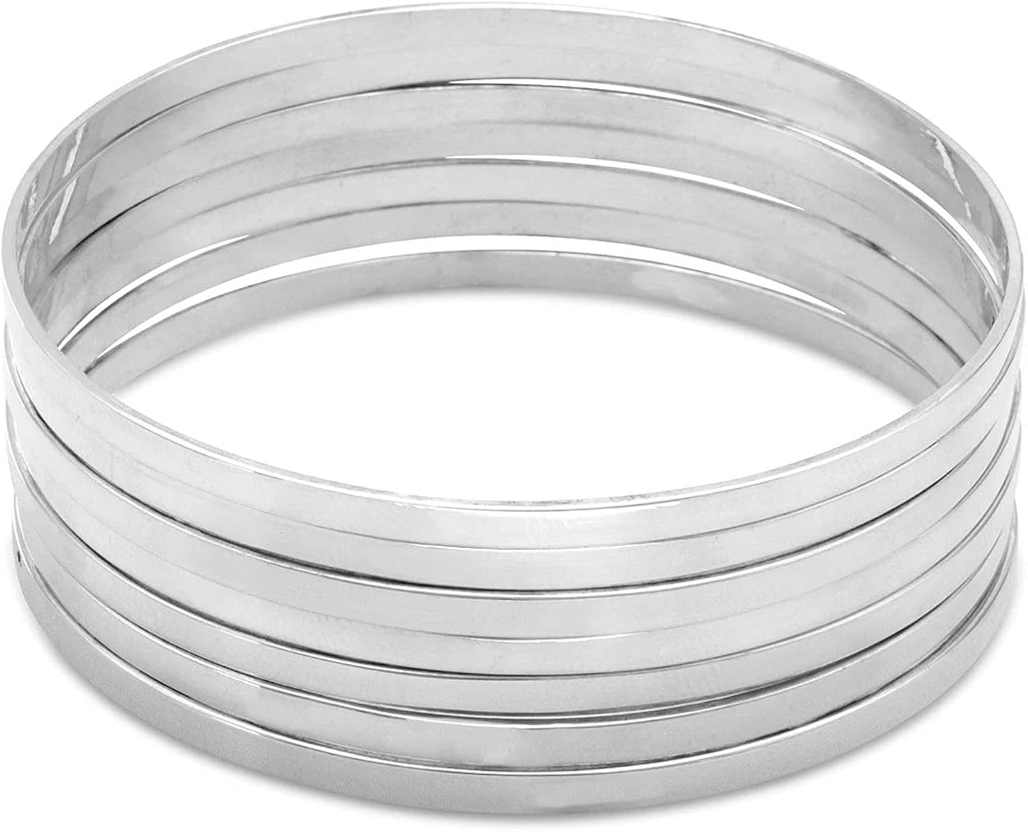 .925 Sterling Silver 7 8" Flat Bangles Clothing