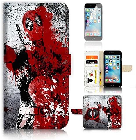 ( For iPhone 8 / iPhone 7 ) Flip Case Wallet Cover with Screen Protector - US B30022 - Deadpool Super Hero Ninja B30022