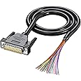 JUXINICE DB25 Cabel RS232 Serial Solderless Breakout Connector, D-SUB 25 PIN Adapter to Bare Wire End Extension Cable DB25 Male Connector to Bare Wire (3FT)