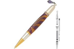Penn State Industries PKCHPEN5 Diva Charm Twist Ballpoint Pen Kit Woodturning Project (1pack in Purple Crystals Gold T/N & Rhodium)