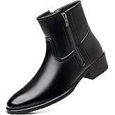 DADAWEN Men's Chelsea Boots Leather Casual Chukka Ankle Boots Side Zipper Pull On Dress Boots for Men
