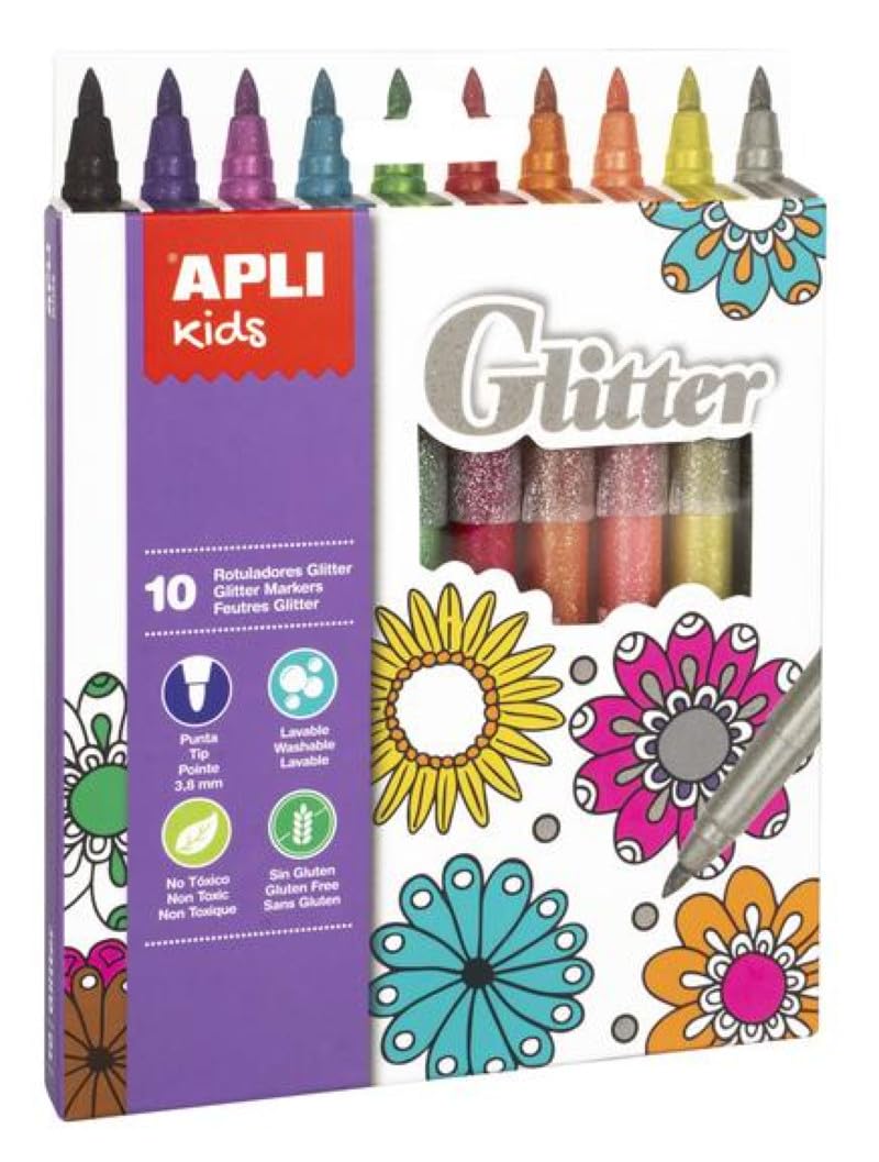 APLI Kids 18218 – Glitter Markers, 10 Colours Glitter