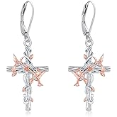 Hummingbird Dangle Earrings 925 Sterling Silver Cross Heart Flower Earrings Hummingbird Leverback Earrings Sunflower Bird Earrings Animal Earrings Mother and Daughter Earrings Hummingbird Jewelry Gift Birthday