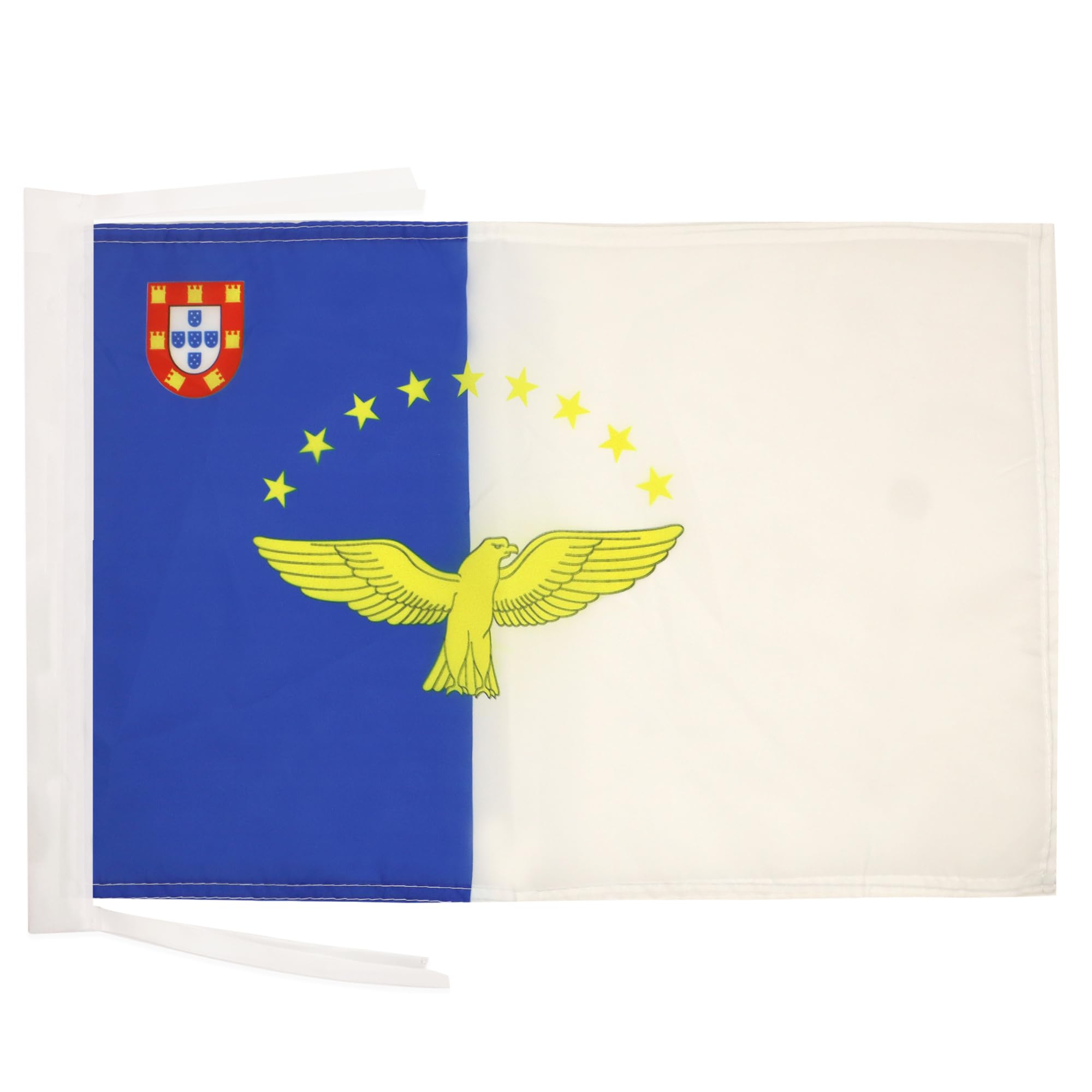 AZ FLAG - Azores Flag - 18'' x 12'' - 100% Polyester Portugal - Azorean Small Banner with Two Cords - Fade Resistant - Vivid Colors - 18x12 in - 45x30 Cm — image 1