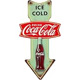 Coca-Cola Ice Cold Arrow Embossed Metal Sign | Vintage Diner Coca-Cola Sign for Kitchen or Man Cave