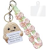 PAOTEEM Macrame Wristlet Keychain with Knitted Potato Doll – Adjustable Wrist Lanyard & Anti Theft Phone Strap for Women.