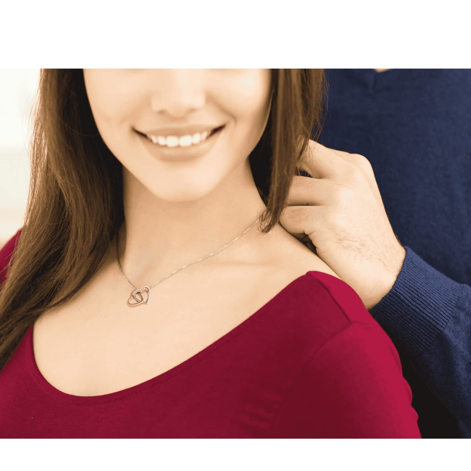 LOTUS-A Silver Necklace Daughter Gifts from Dad - S925 Interlock Heart Necklace with a Message Card Present to My Grown Teen Girls from Father on Daughter's Mother's Day Christmas Birthday Graduation