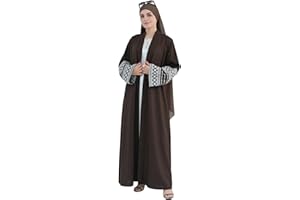 KHALAT Women Abaya Muslim Prayer Dress Embroidered Sleeves Cardigan Kaftan Islamic Dubai Robe Casual Modest Abaya Dress