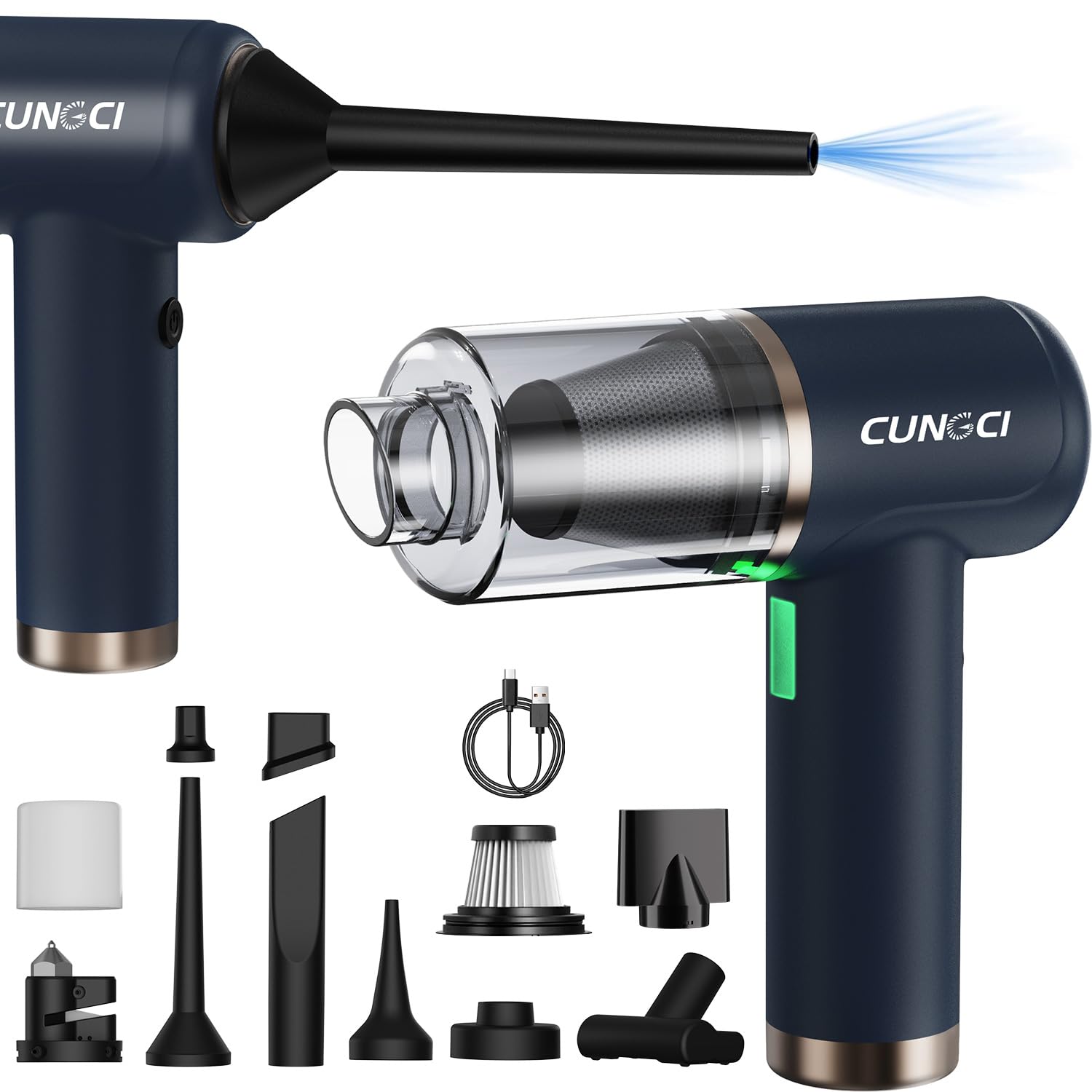 Photo 1 of CungCi Car Vacuum Handheld Vacuum Portable Cordless, 18000Pa 5 in 1, 100W Brushless Motor, High Power Vacuum Cleaner with Window Breaker Hammer, LED Light, Multi-Nozzles for Car, Home, Pet, Office