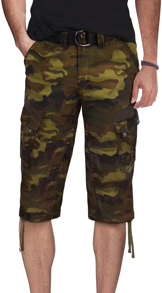mens long khaki cargo shorts