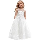 Tulle First Communion Dress Lace Appliques Flower Girl Dresses for Wedding Girls Pageant Ball Gown