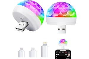 Luditek USB Mini Disco Ball Light, Sound Activated Party Light for Karaoke Car, Stocking Stuffers for Kids, Party Decorations for Birthday Halloween Christmas (2 Packs)