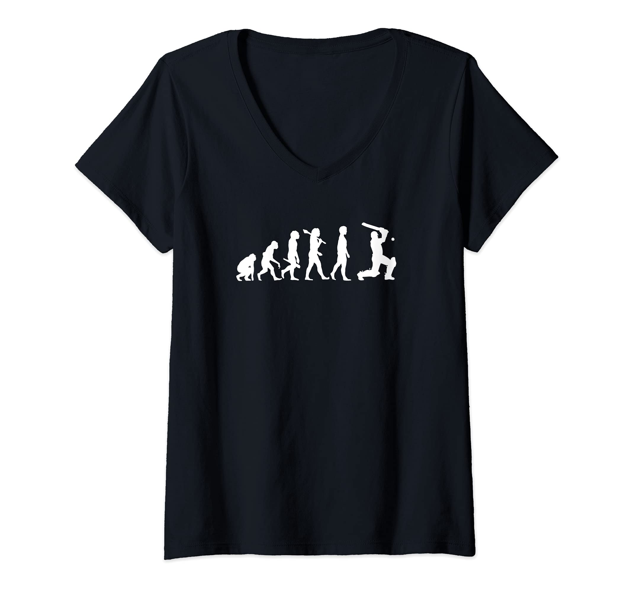 Womens Evolution of the Cricket Player - Cricketer V-Neck T-Shirt