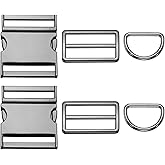 HARFINGTON Metal Side Release Buckles Adjustable Quick Release Buckle with Tri-Glide Sliders D Rings for Strap Backpack