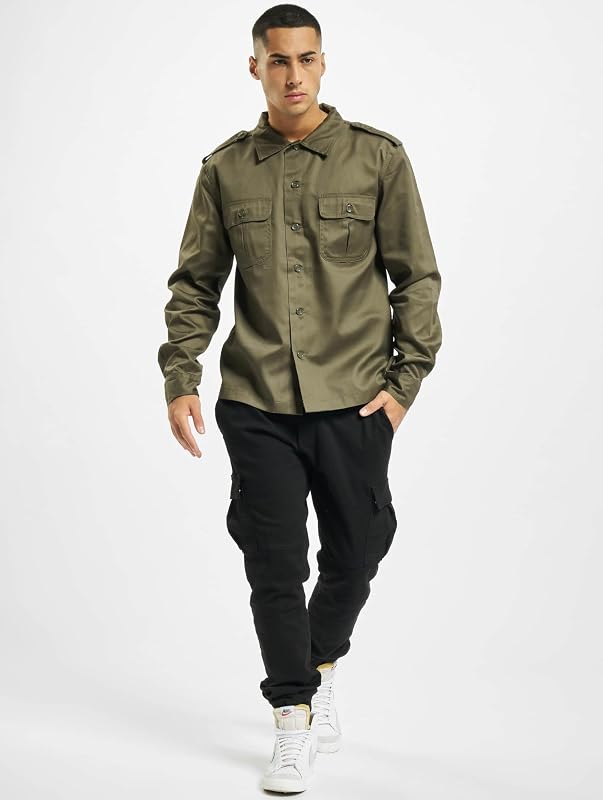 US Shirt Long Sleeve, Color: olive, Size: S