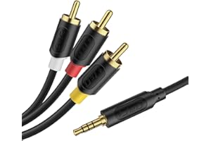 J&D 3.5mm to RCA AV Cable, Audio/Video Transmission, 1/8" TRRS to 3 RCA Male Plug AUX Cable Cord, Compatible with Sony TV, DV