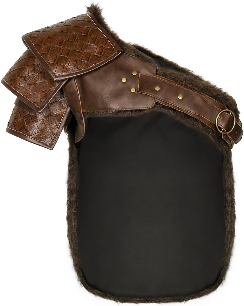 COSFLY Men Leather Shoulder Pad Cosplay Costume Armor Pelage Cloak Top