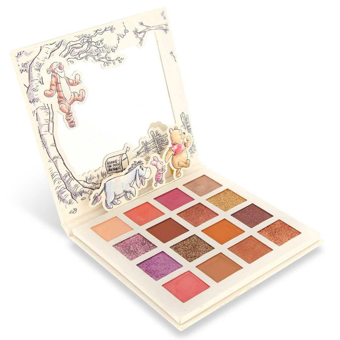 Winnie The Pooh Eyeshadow Palette 16 Shades Disney | Mad Beauty | Built-In Mirror, Self-Care & Cute Cosmetic Gift for Women
