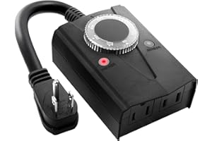 Minetom Outdoor Mechanical Light Timer Waterproof, Dusk to Dawn Plug in Timer Switch, Heavy Duty Countdown Electrical Outlets Timer for Halloween Christmas Holiday Lights Decor, 15A, 1/2 HP, UL Listed