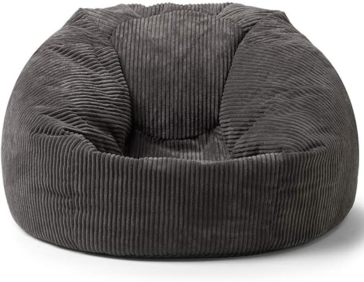 Icon Soul Cord Bean Bag Chair Charcoal Grey 85cm X 50cm Giant