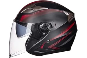 Motorcycle Helmet,Open-face Motorbike Racing Jet Helmet Adult Offroad Motocross Helmet Double Visor Fashion Personality for M