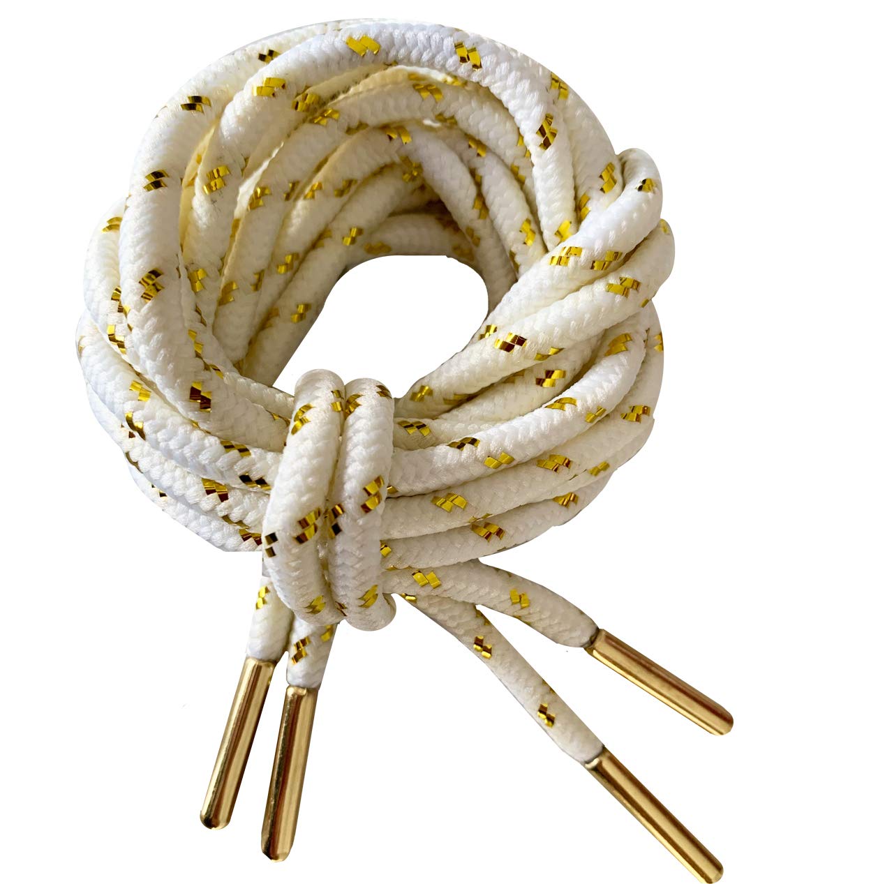 Pimp My ShoesWhite with Silver Thread Shoe laces With Silver Aglets 120cm Long For Trainers, Dance and Skate Boots