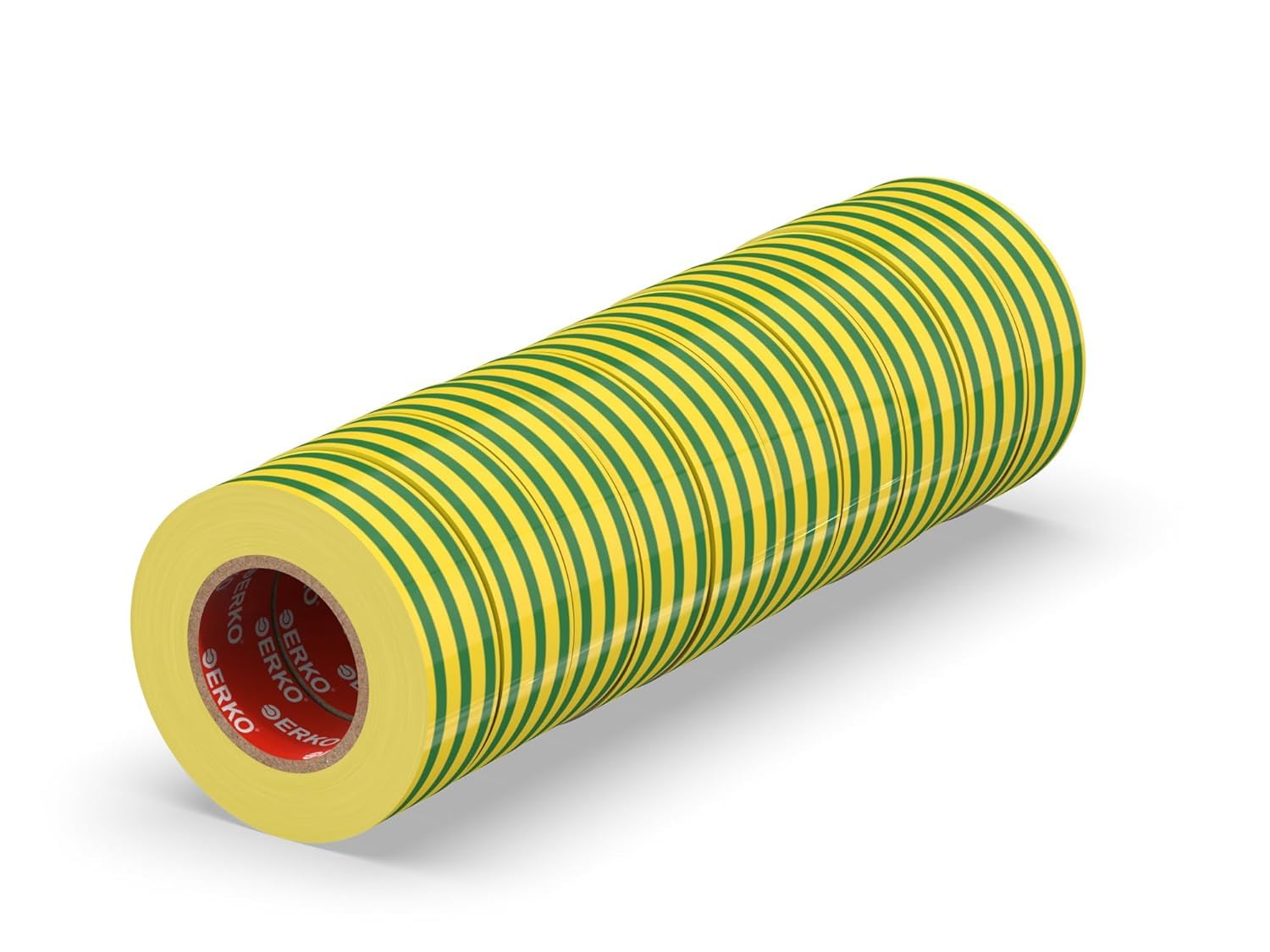 ERKO Electrical Insulation Tape Yellow-Green 10 Pack 0.6in x 33ft PVC Electrical Wiring Repair, Flexible, Strong Adhesion, Chemical Resistant, Universal (15mm x 10m)