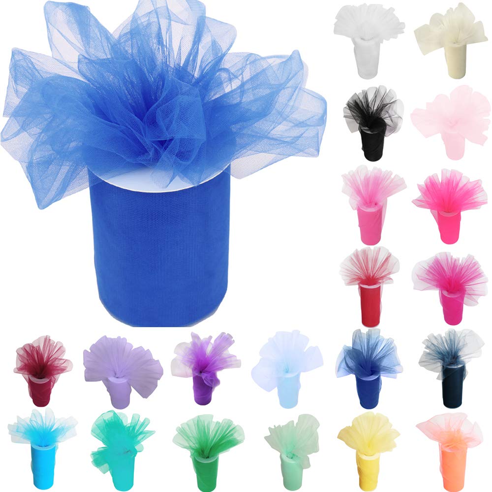 Time to Sparkle 6 Inchs x 100yards/300FT Tulle Roll Spool Tutu Party Birthday Wraping Crafts Bridal Bow Skirt Wedding Decor, Blue — image 1