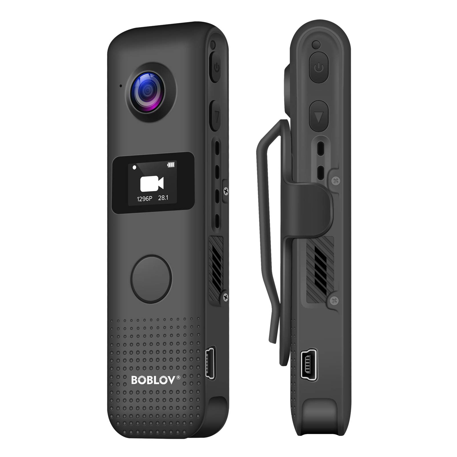 BOBLOV 1080P C18 Mini Body Camera WiFi 62G Body Worn Camera with OLED Screen 3.5 Hours 1080P Recording One Big Button for Recording (Built-in 62GB)