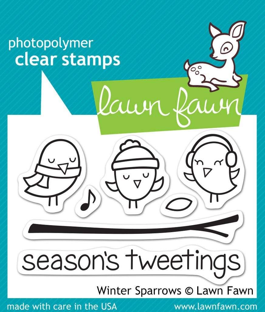 Lawn Fawn - Clear Acrylic Stamps - Winter Sparrows by Lawn Fawn