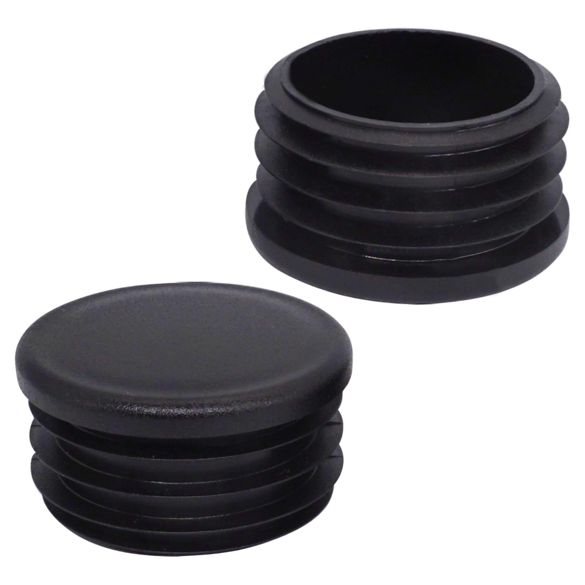 SKIR'CO (16 pcs) Round Tube Inserts 1 1/2", Fence Post Plugs, Black Plastic Tube End Caps, Pipe Plugs, Black RAL 9005