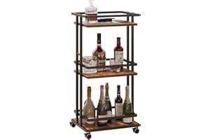 VonDream Bar Carts for The Home with Wheels, 3 Tier Beverage Bar Cart with Storage Shelves, Coffee Bar Cabinet for Your Home Entertainment