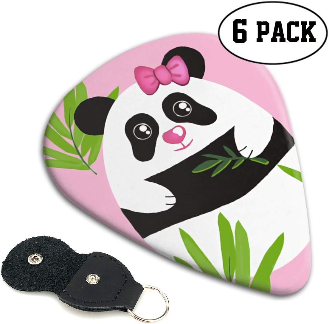 QVRQ Panda Pink Celluloid Medium Picks Sampler Guitar Pick 6 Pack