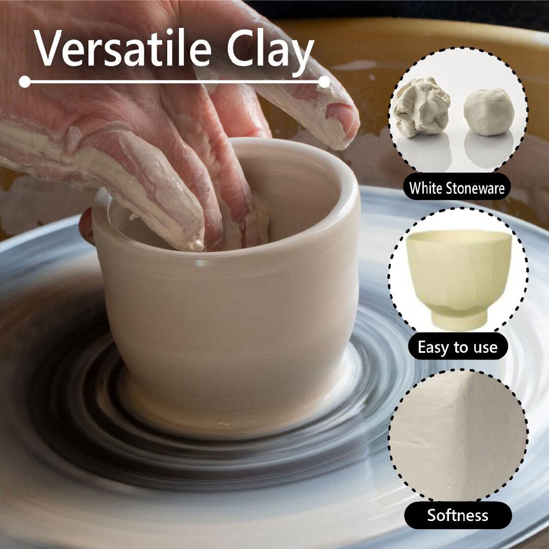 Old Potters Mid High Fire White Stoneware Clay for Pottery | Cone 5-10 | Ideal for Wheel Throwing, Hand Building, Sculpting | Great for All Skill Levels | Greenware Clay, 10 lbs.