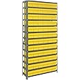 Quantum Storage Systems 1275-601YL Solid Heavy Duty 13 Shelves 72 Super Tuff Euro Yellow Bins 75" H x 36" W x 12" D