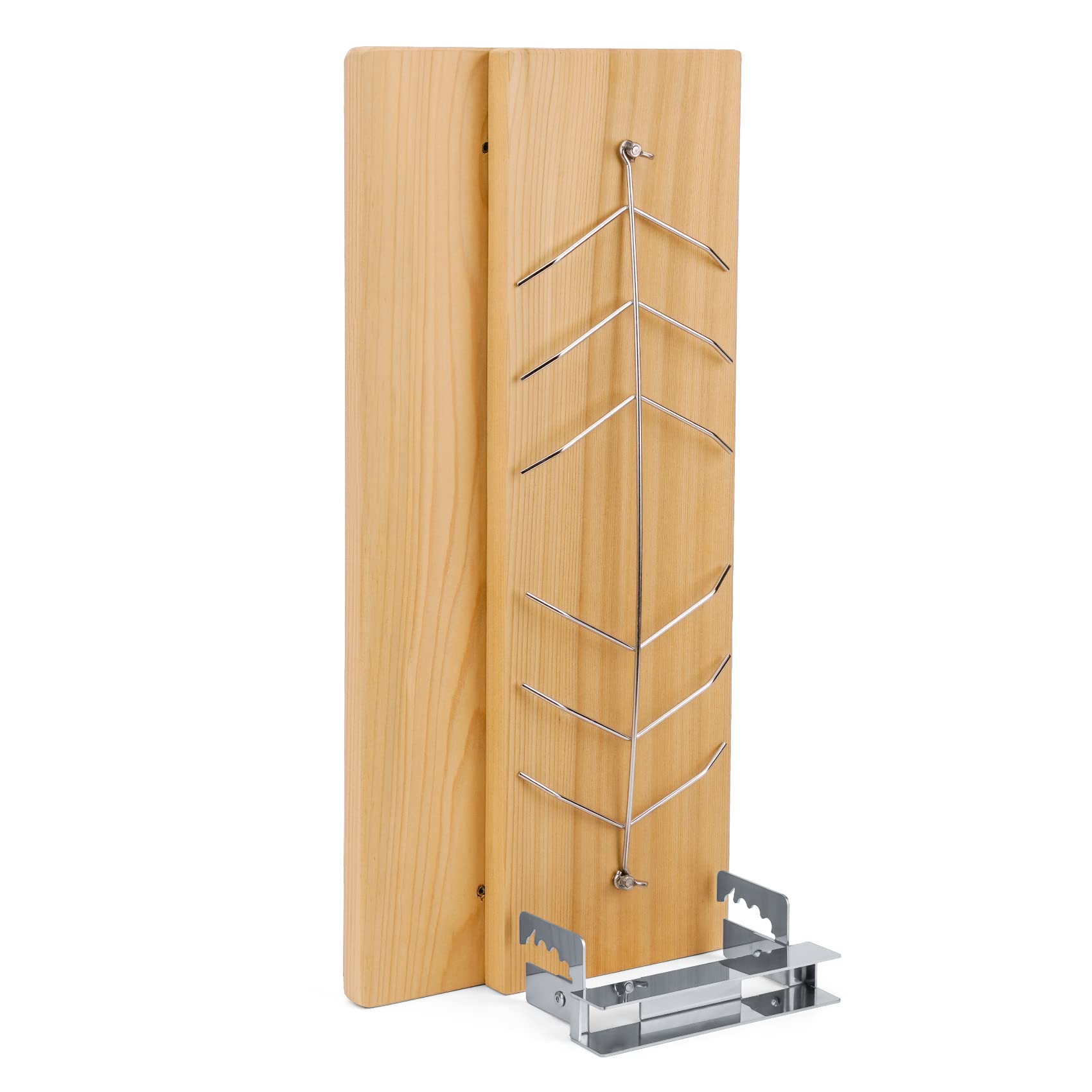 onlyfire Flame Salmon Boards Set of 2, with 2 Sets of Strong Adjustable Stainless Steel Bracket, Smoking Board for Fire Bowl, Fire Basket, Smoke,Grill, Catering,Available on Both Sides