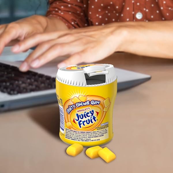 JUICY FRUIT GUM SUGAR-FREE CHEWING GUM, JUICY FRUIT CHEWS, 40 PIECES PER BOTTLE, (PACK OF 6)