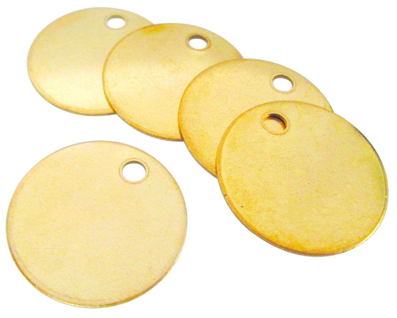 CH Hanson Metal Stamping Blanks - 1-1/2" Blank Tags with Holes, Name & Pet Tags, Label Equipment - Model 1098B, Durable 18-Gauge Brass (100 Count)