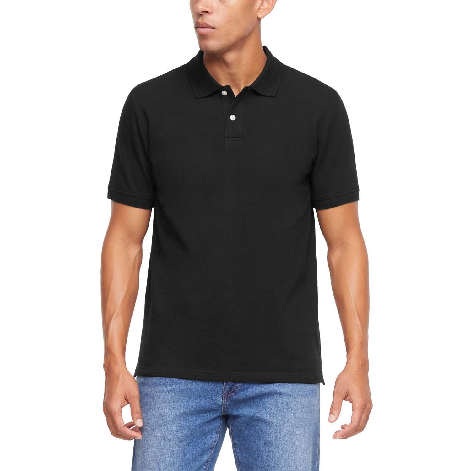 GAP Pique Polo Shirts for Men, Lightweight Cotton T Shirts for Man - Black Large Image