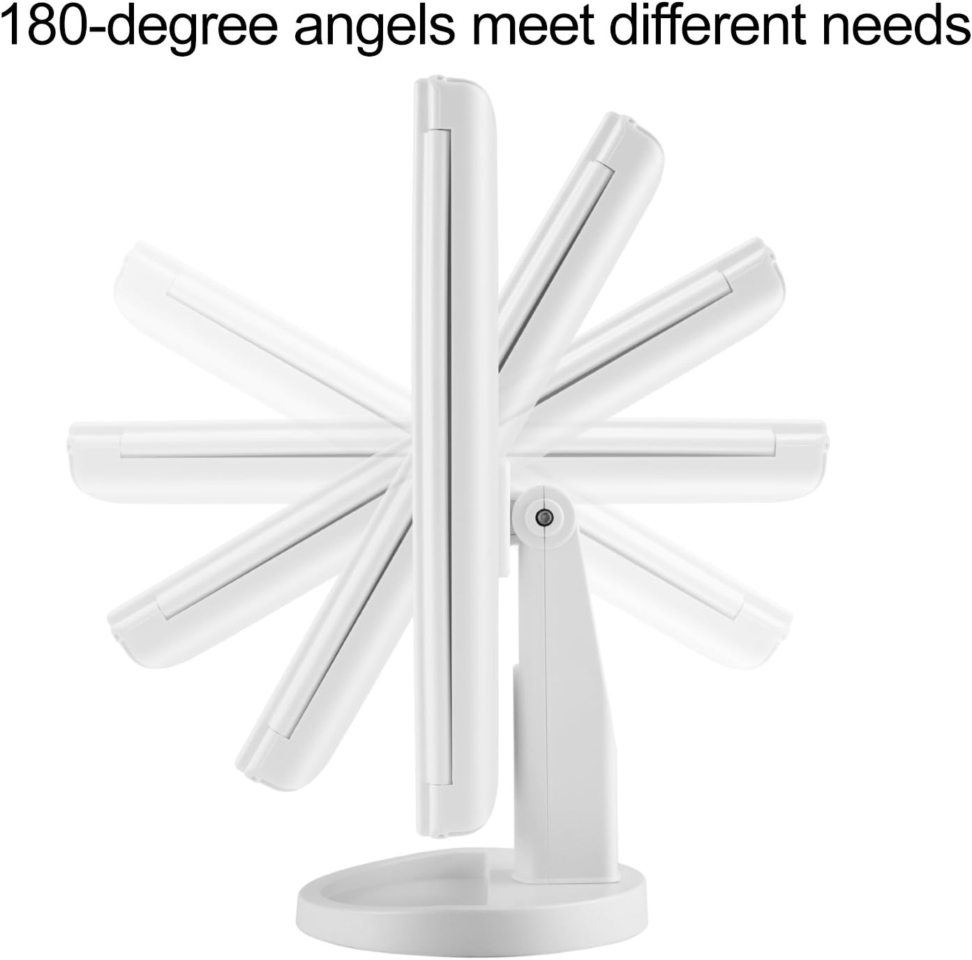 Magicfly Vanity Mirror Lighted Makeup Mirror 10X 3X 2X 1X Magnifying Mirror with 21 LED Lights, Trifold Mirror with Touch Screen, Adjustable Brightness & Stand, Dual Power Supply Mode, White -