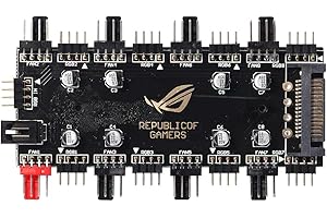 1 to 8 Way Splitter Cooler Cooling Fan RGB Pwm Hub for Motherboard 4 Pin 12Vadapter Powered by Sata