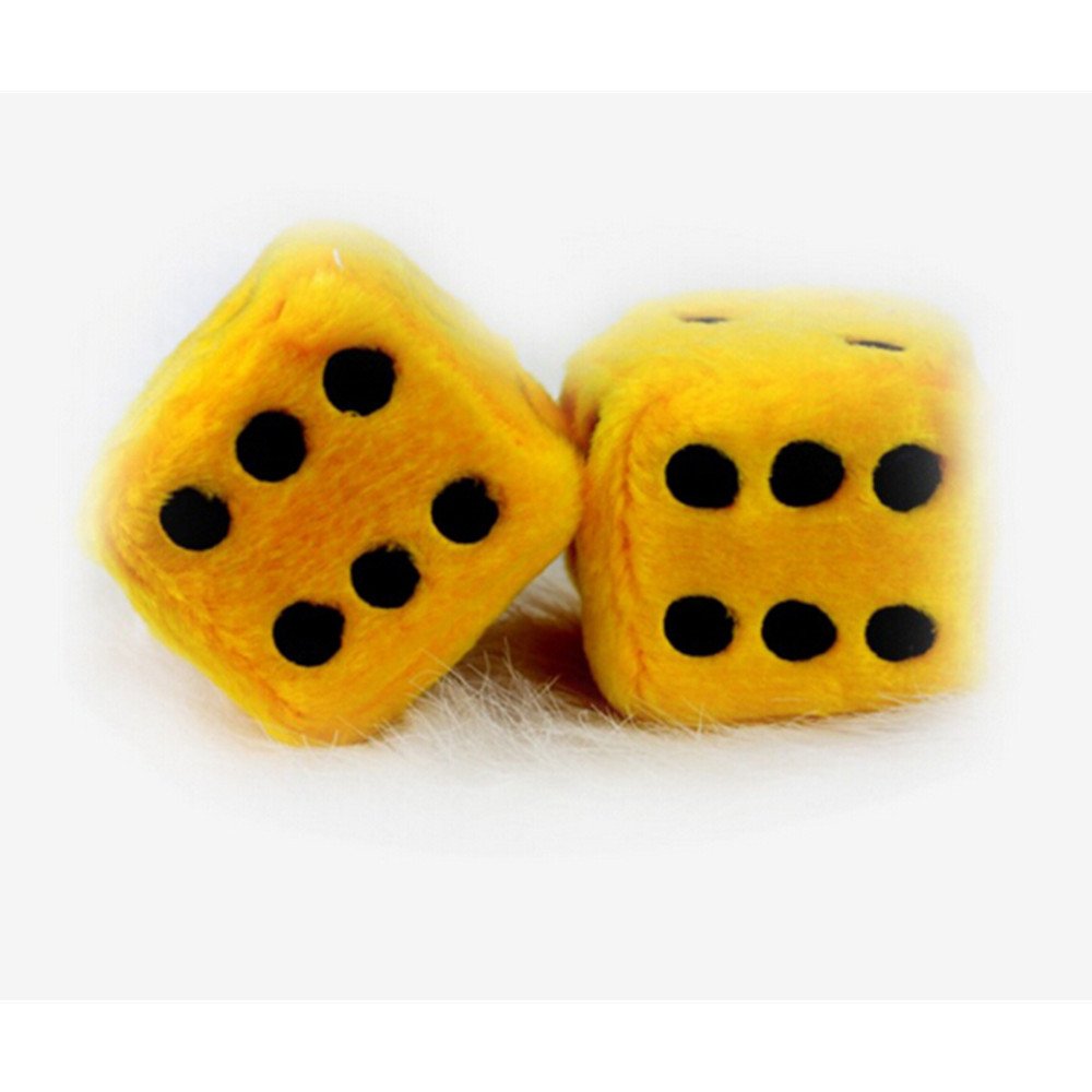 DesignerBox Pair of Hanging Couple Fuzzy Plush Dice with Dots For Car
