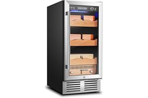 BODEGA Electric Cigar Cooler Humidor 82L, Large Cabinet for 550 Counts with 3 Layers Spanish Cedar Wood Shelves & Drawer,Quiet Operation,LED Lighting, Cooling Function,Gift for Men,Business Partners