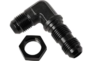 Podavelle 6AN Male Flare 90 Degree Bulkhead Fitting Adapter with 6AN Nut Aluminum Black